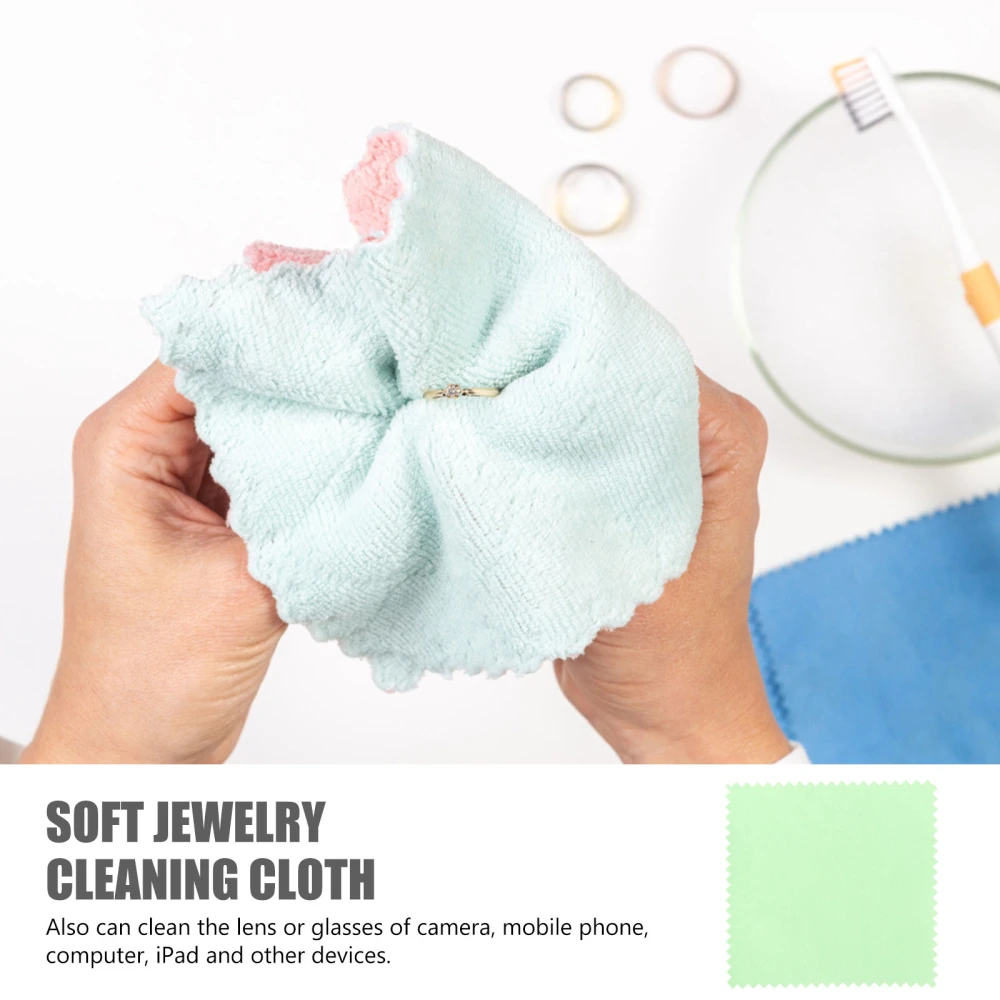 50pcs Jewelry Cleaning Cloth Suede Nap Cleaning Wipe Cloth Silver Jewelry Cleaning Cloth (Light Green)