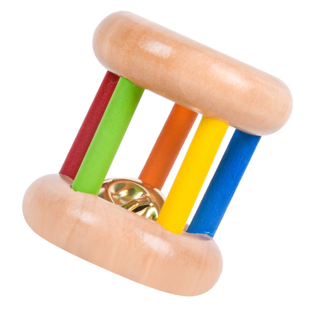 1Pc Wooden Colorful Hand Bell Kids Education Rattle Toy Chic Shaker Plaything