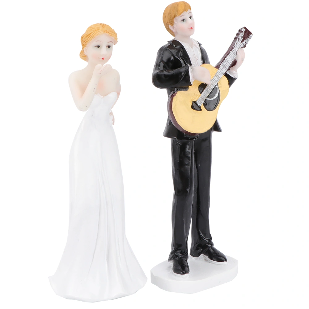 Romantic Guitar Bride and Groom Cake Topper Elegant Cake Topper Figurine Wedding Decoration Figurine Resin Gift