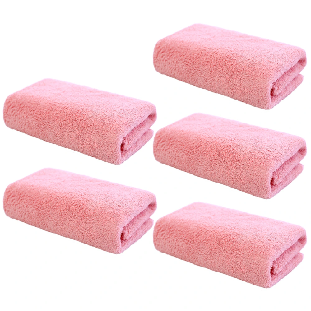 5PCS Face Washing Towel Microfiber Makeup Remover Towel Washcloth for Women Lady (Pink)