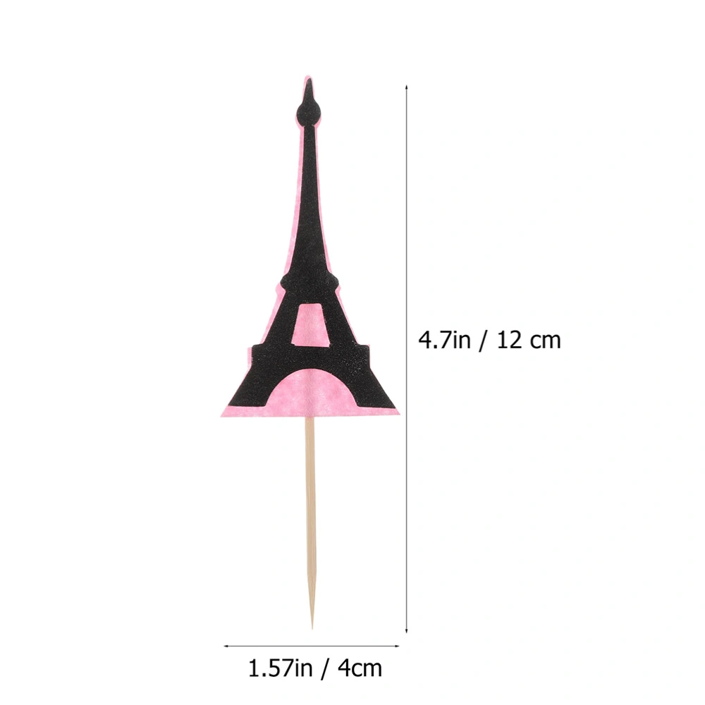 10 Pcs Eiffel Tower Shape Cake Picks Creative Cake Adornments Paper Cake Decoration