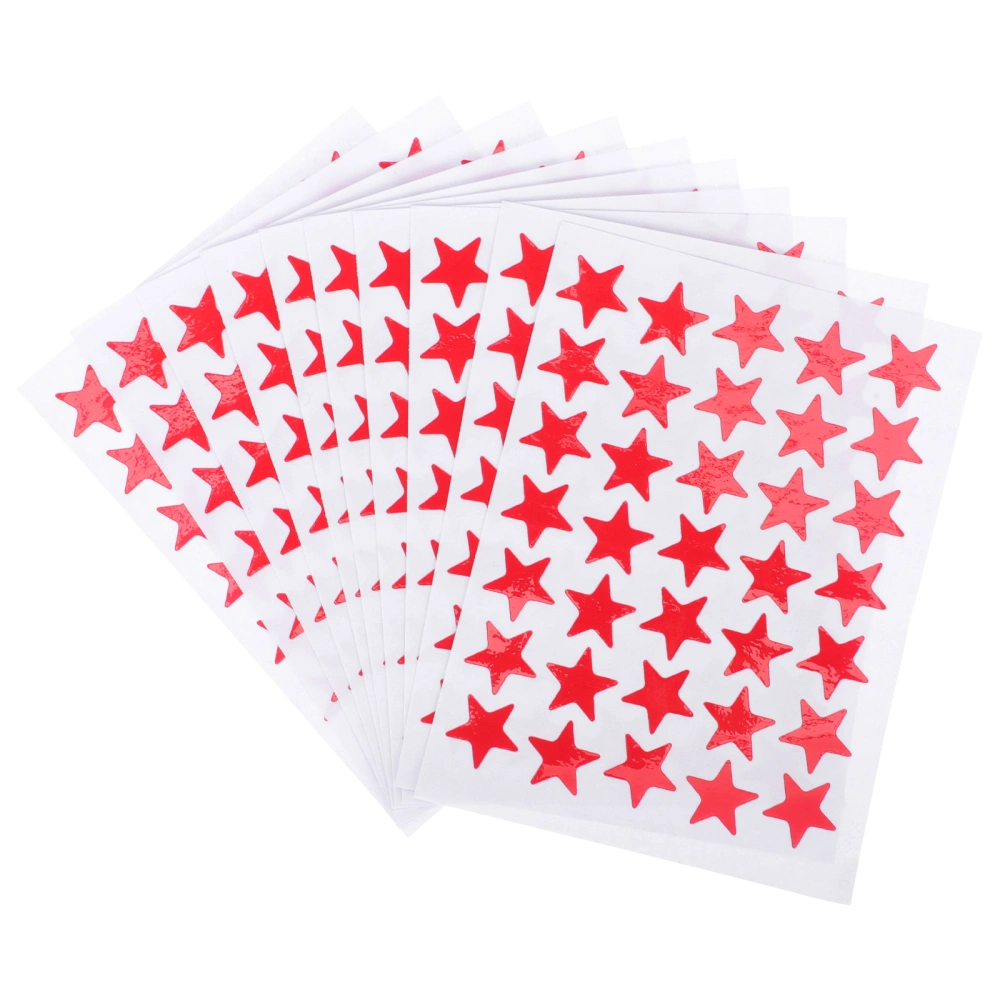 10 Sheets Reward Star Sticker Label Reward Star Sticker Decal Star Sticker for Kids