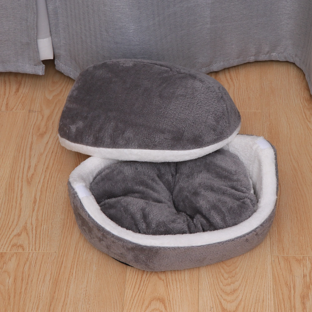 Winter Warm Pet Puppy Cat Bed House Cushion Half Covered Bed Sleeping Bag Detachable Shape Bed (Grey)