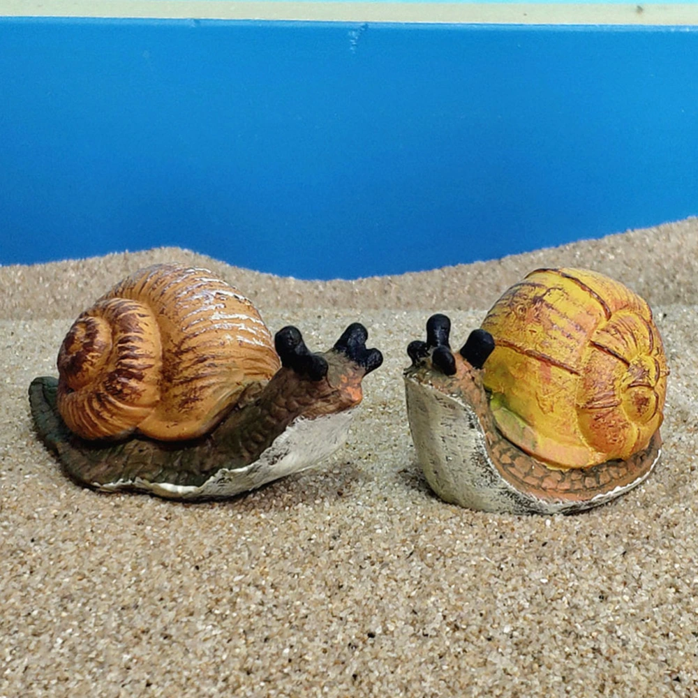 2pcs Resin Snail Crafts Lovely Snail Adornment Household Snail Decoration