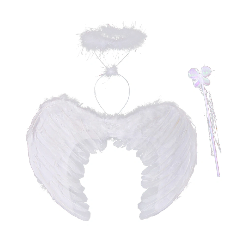 White Angle Style Costume  Angel Wings with Halo and Wand Large Size