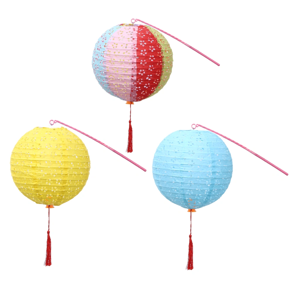 3pcs Pierced Paper Lantern Creative Illuminated Festival Lantern Decoration Round Shape