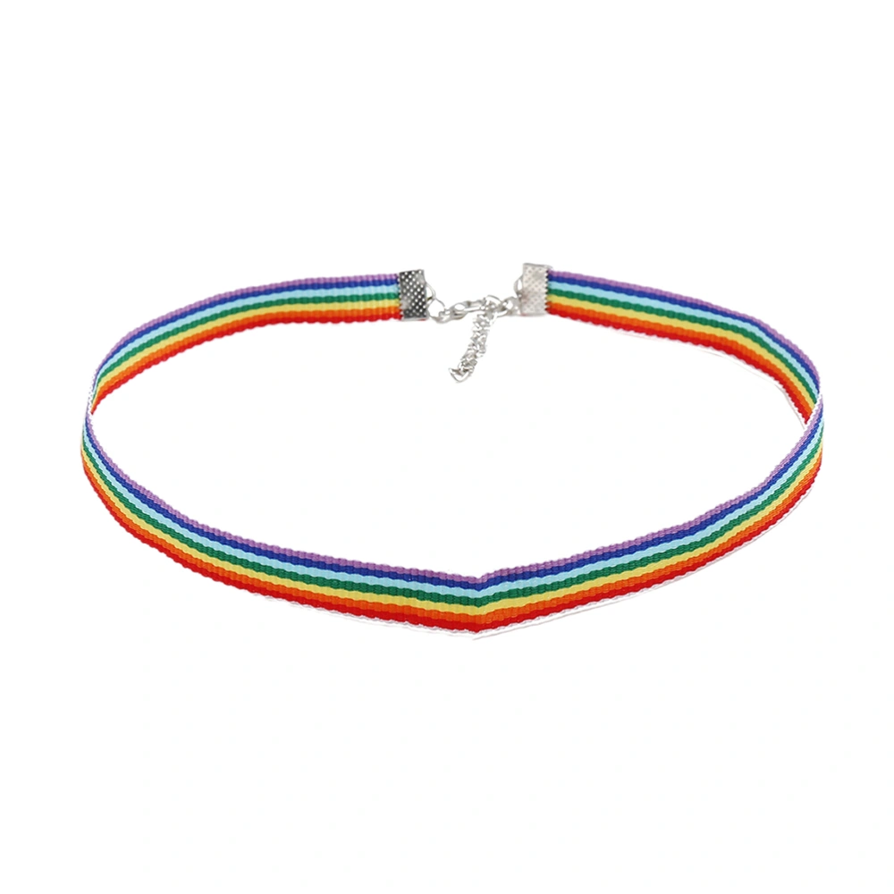 Rainbow Color Clavicle Chain Necklace Neck Chain Colorful Necklet Homosexual Necklace Colorful (without Beads)