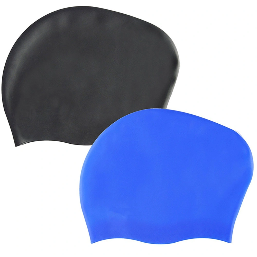 2pcs Silicone Long Hair Swim (Blue+Black)