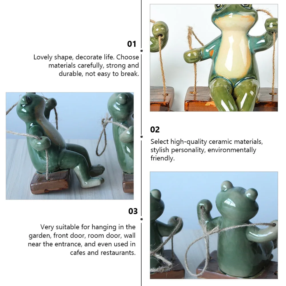 1pc Lovely Swinging Frogs Statue Garden Swinging Frogs Ornament Frogs Figurine