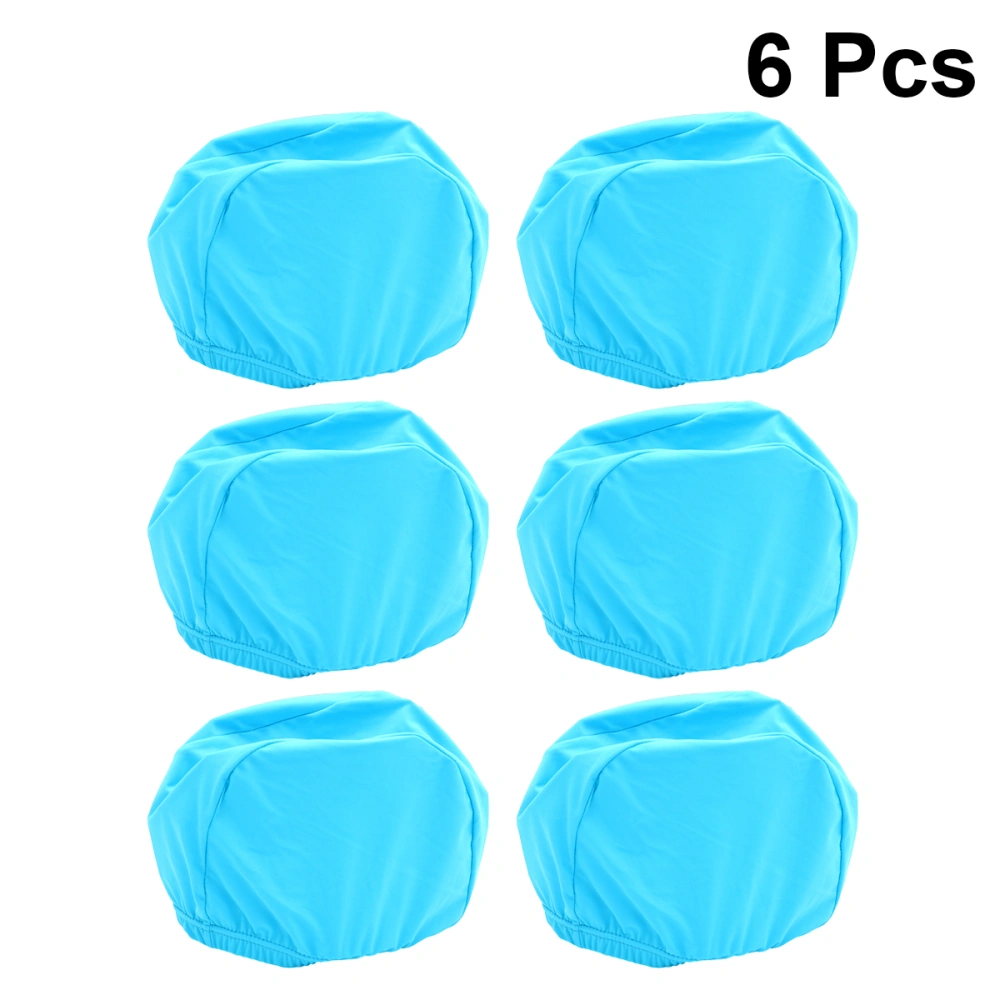 6 Pcs Adult Swim Stretchable Polyester Swim Swimming Hat Unisex Solid Color Swimming Caps Shower Caps Swimming Accessory (Sky-blue)