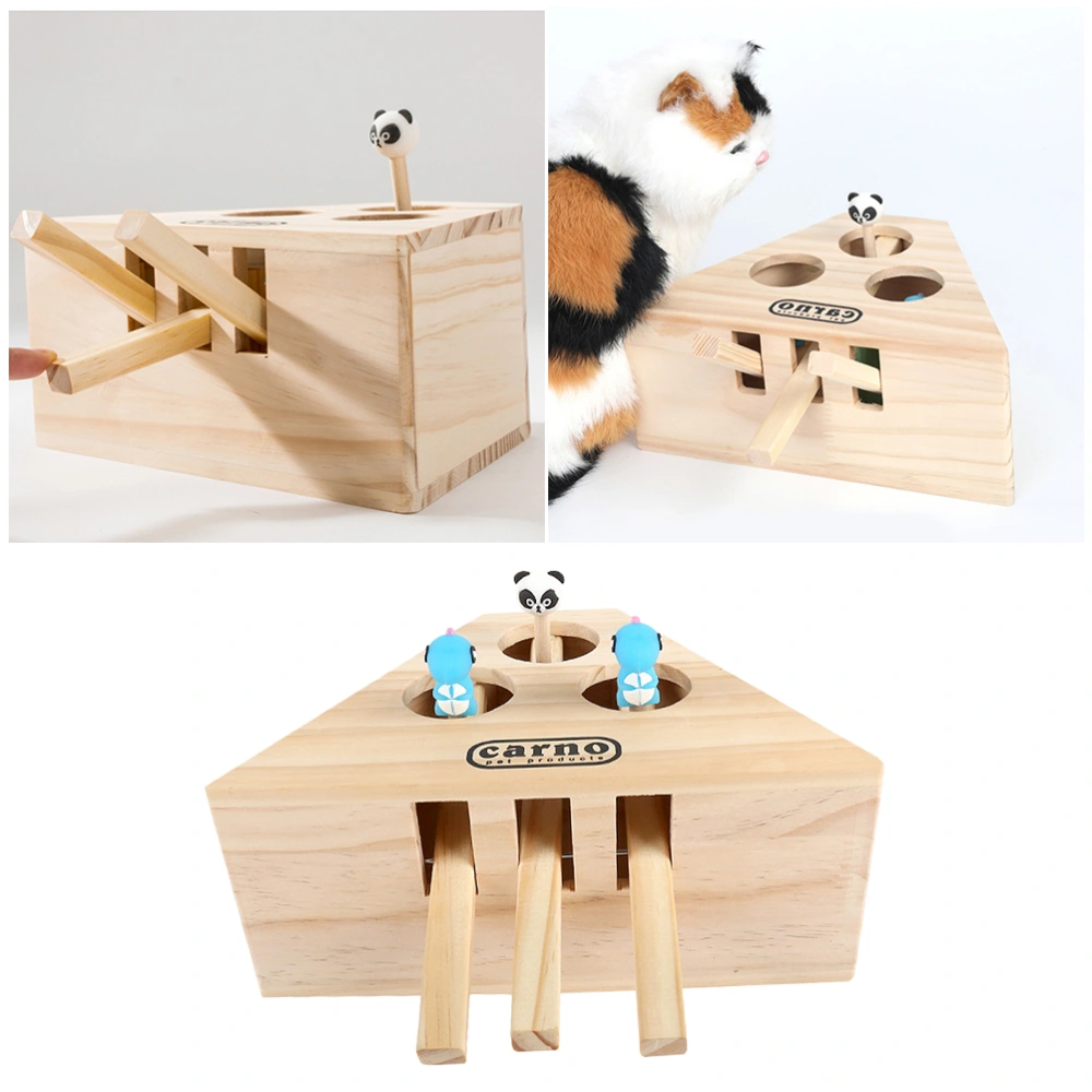 Educational Cat Toy Wooden Interactive Toy Pet Three Holes Cat Catch Hitting Toys