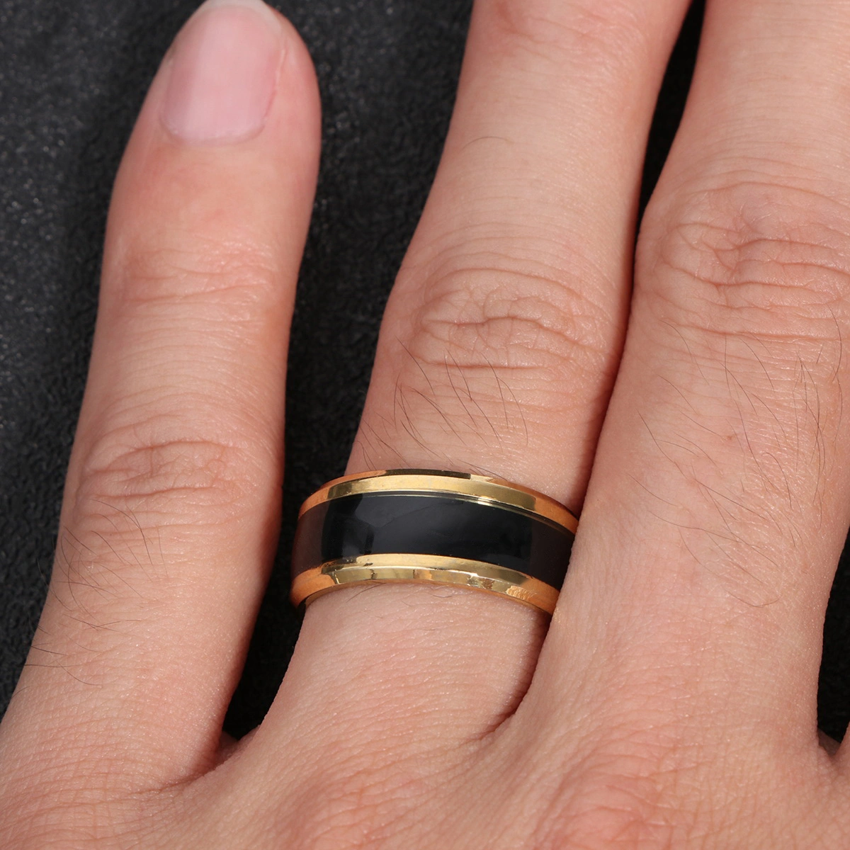 8mm Heat Discoloration Ring Stainless Steel Finger Ring Chic Round Ring Birthday Gift No 12 Golden