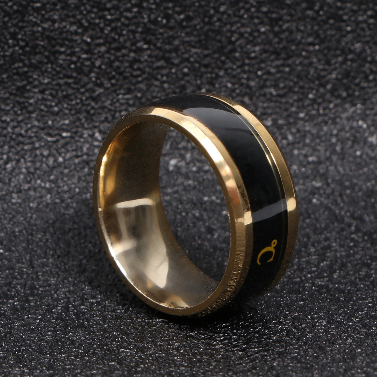8mm Heat Discoloration Ring Stainless Steel Finger Ring Chic Round Ring Birthday Gift No 12 Golden