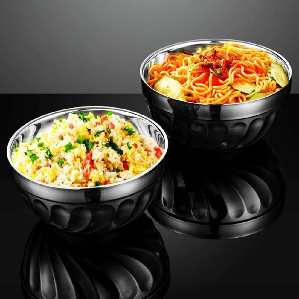 3Pcs Stainless Steel Salad Bowls Double Layer Heat Insulation Bowl Food Containers