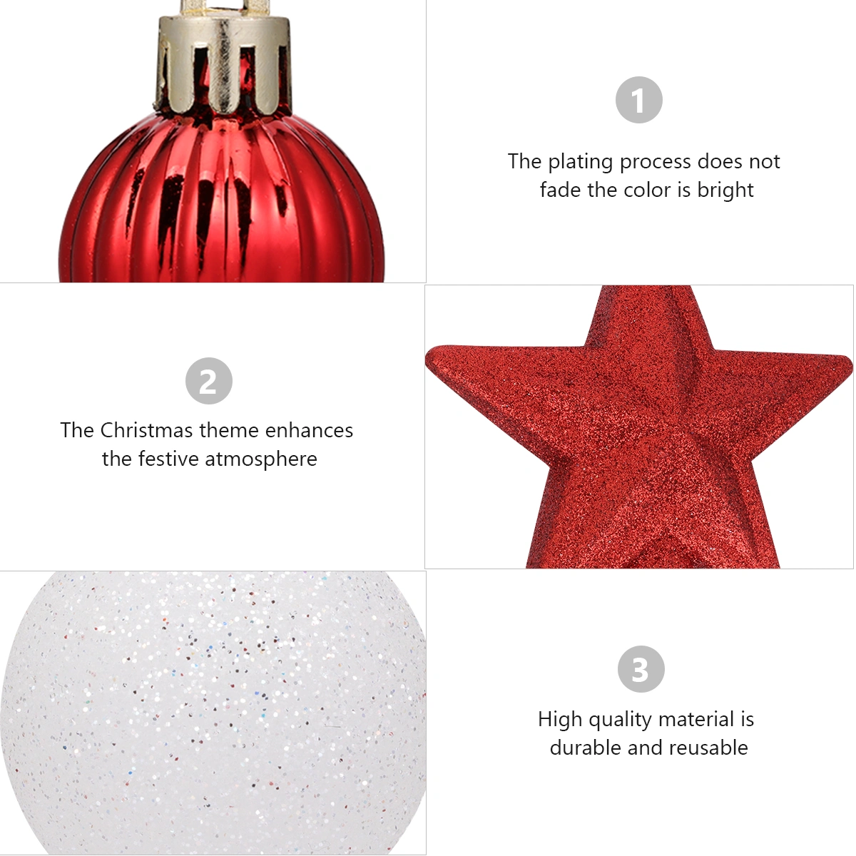 30pcs 3cm Christmas Hanging Ball Xmas Tree Toppers Showcase Pendant Ornaments