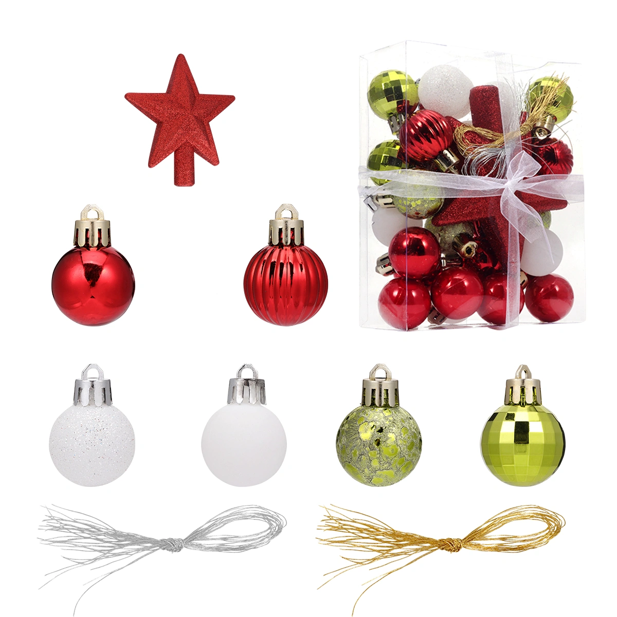 30pcs 3cm Christmas Hanging Ball Xmas Tree Toppers Showcase Pendant Ornaments