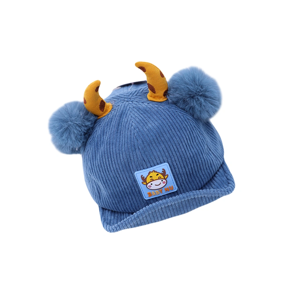 1Pc Baby Hat Corduroy Warm Hat Lovely Ox Horn Hat Baseball Hat for Kids