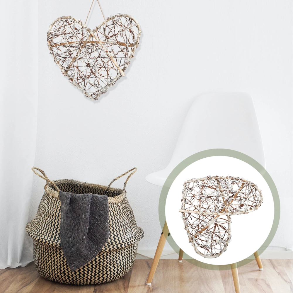 1pc Heart Shaped Wreath Rattan Hoops Door Decorative Wreath DIY  Rattan Wreath