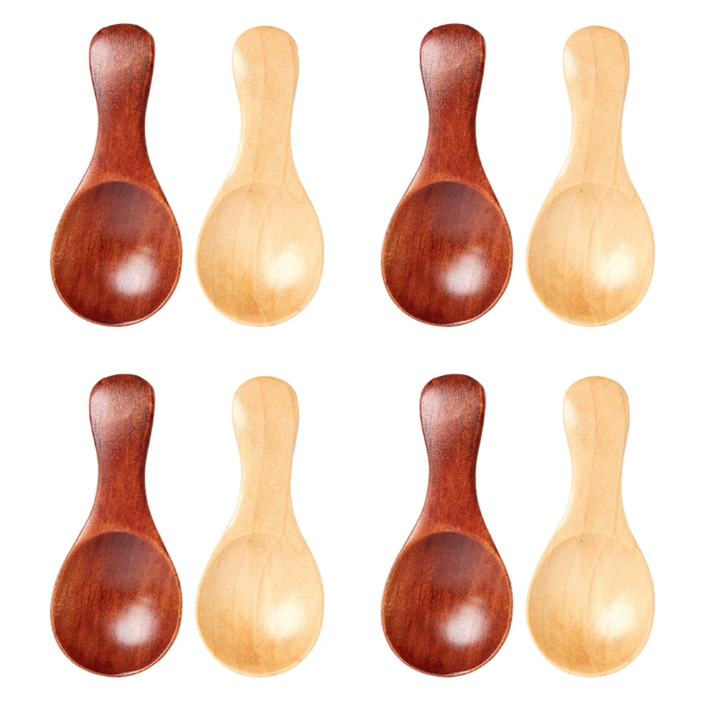 8pcs Wooden Milk Powder Salt Ice Cream Spoons Wooden Small Spoons (Assorted Color)