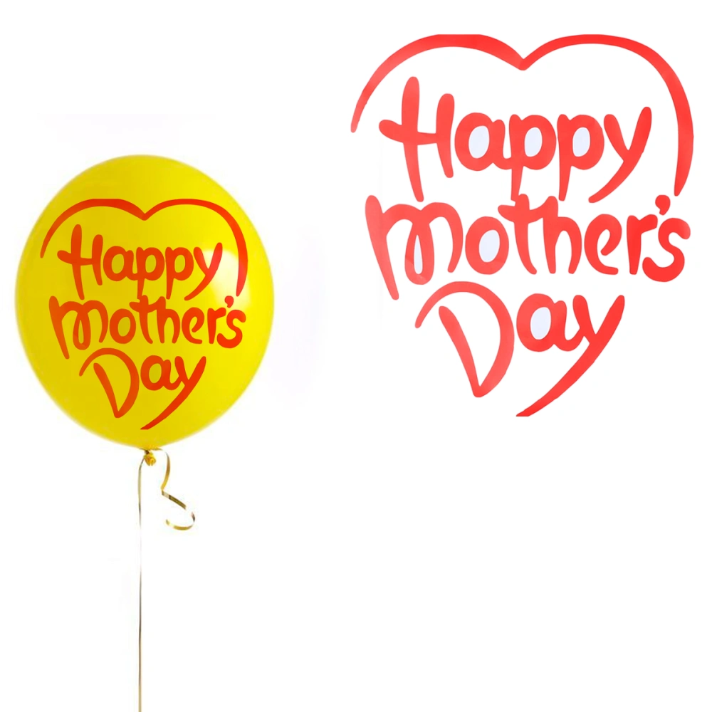 Happy Mother's Day PVC Stickers Heart Pattern Self-adhesive Balloon Sticker Decals Decor (164)