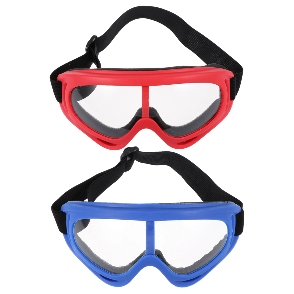 2pcs Outdoor Cycling Glasses Skiing Goggles Protective Eyeglasses Spittle Baffles (Red+Blue Frame)