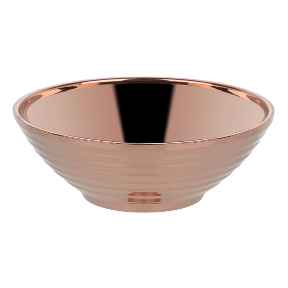 Stainless Steel Soup Bowl Japanese Style Ramen Bowls Creative Flat Bottom Food Container (Rose Gold)