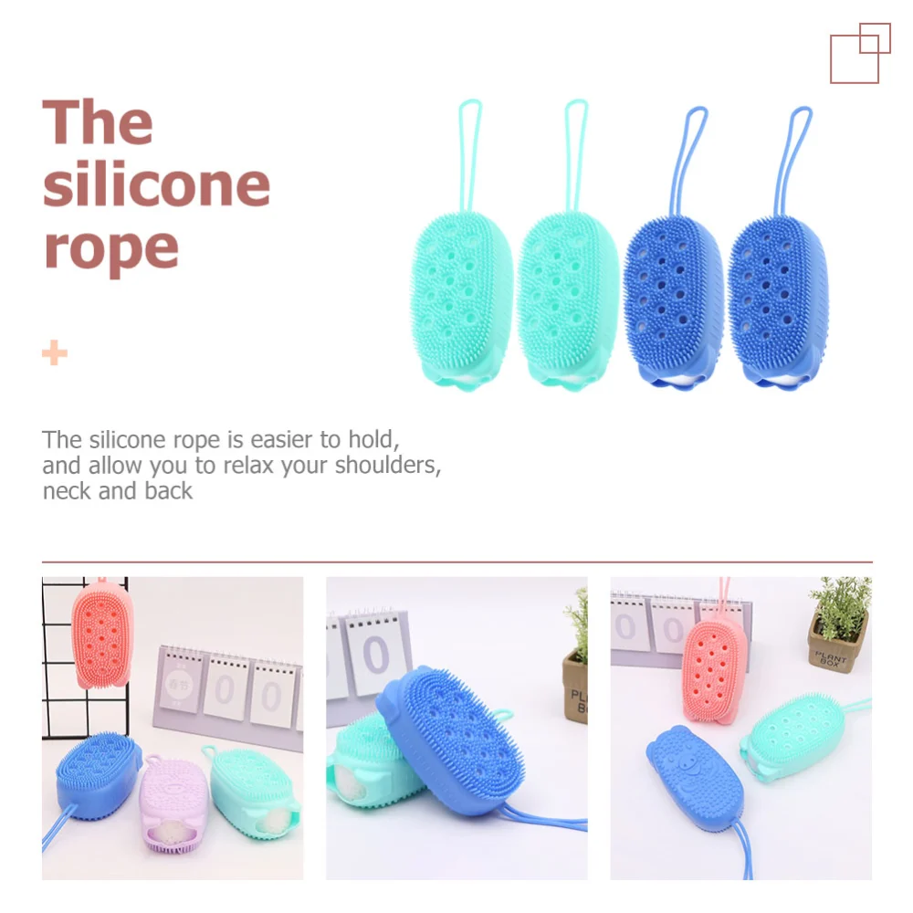 4Pcs Silicone Bath Brush Body Scrubber Body Cleaning Massage Brush Showering Exfoliating Brush