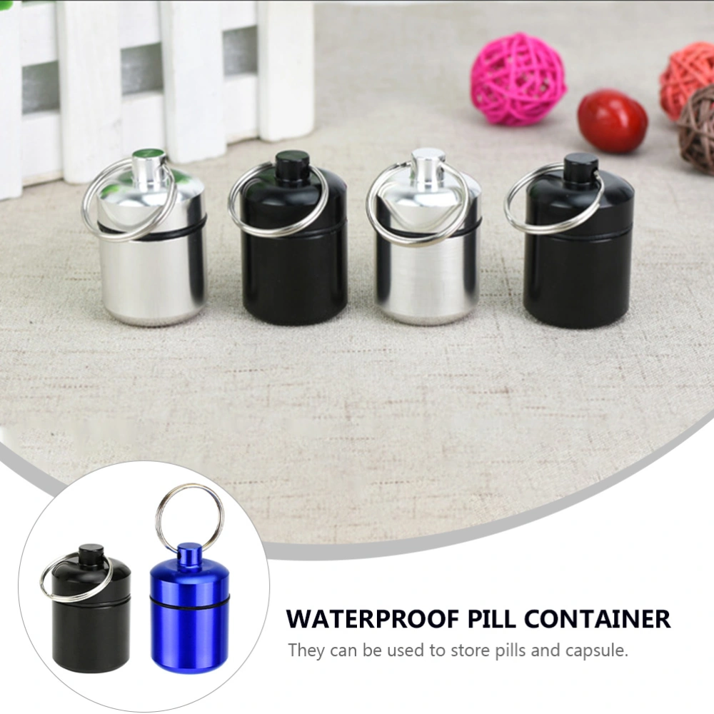 2Pcs Aluminium Alloy Pill Boxes Multi-function Ear Plug Cases (Random Color)