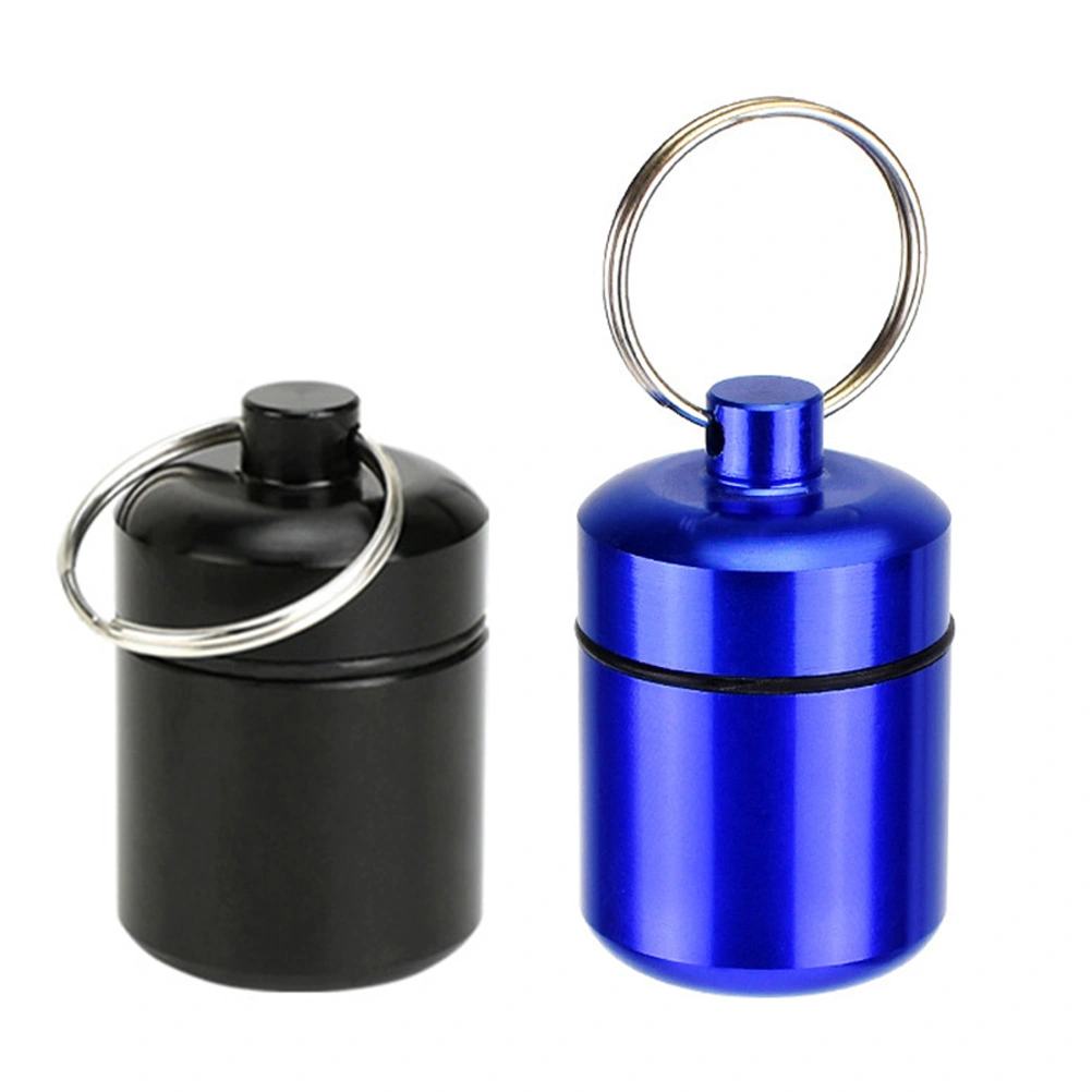 2Pcs Aluminium Alloy Pill Boxes Multi-function Ear Plug Cases (Random Color)