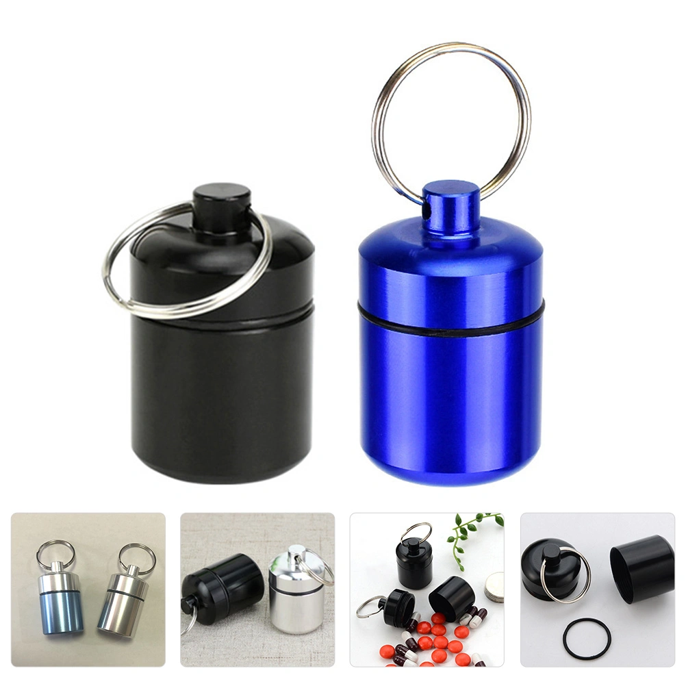 2Pcs Aluminium Alloy Pill Boxes Multi-function Ear Plug Cases (Random Color)