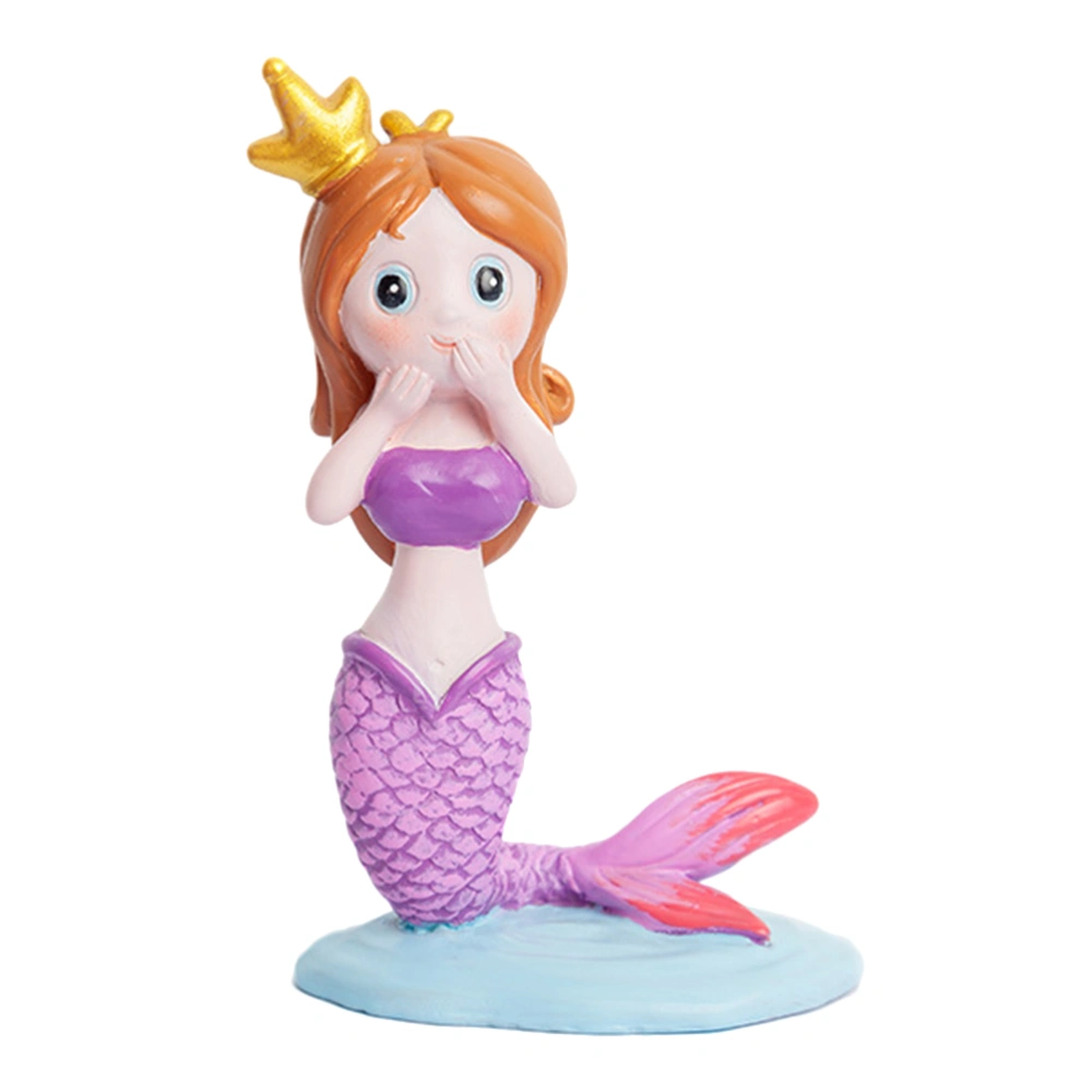 Cartoon Mermaid Desktop Ornament Cake Resin Decor Toy Craft Mermaid for Birthday Party (Random Color)