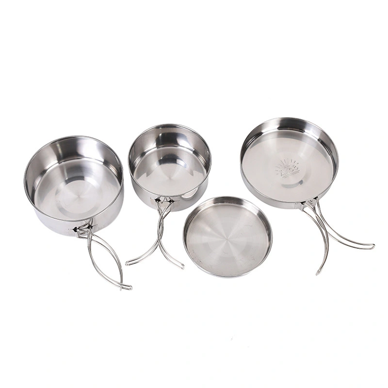 1 Set Camping Pot Pan Set Stainless Steel Camping Cookware Camping Cooking Utensils