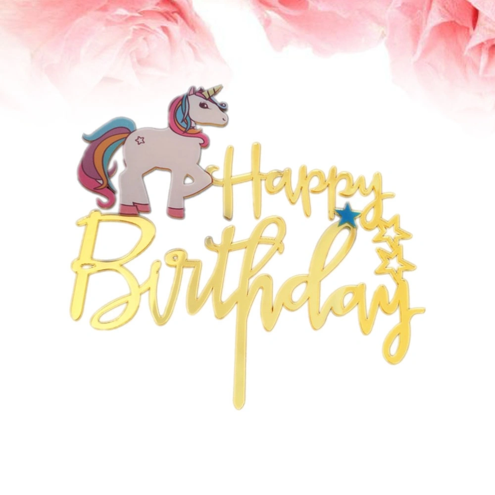 Unicorn Cake Topper Dessert Fruit Decor Insert for Birthday Party Gathering