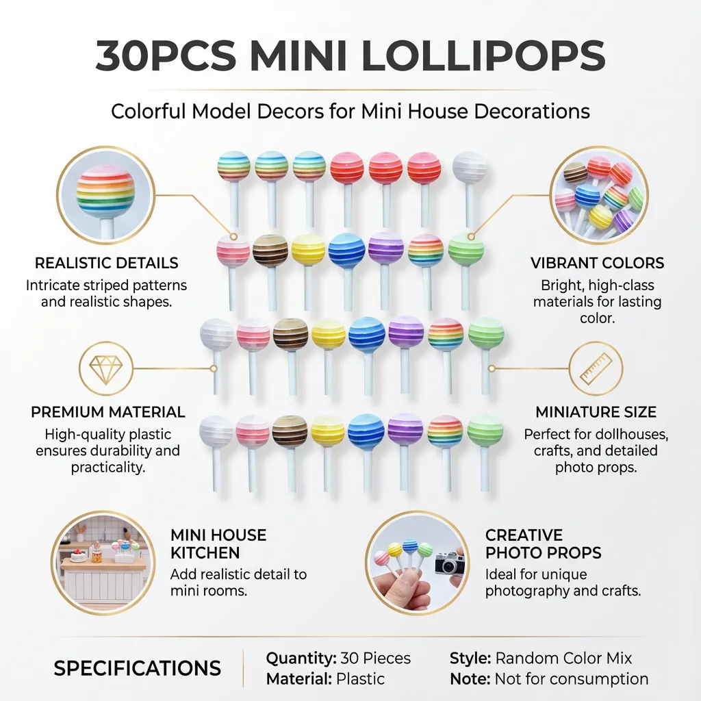 30pcs Mini Lollipops colorful lollipop model decors mini house decorations