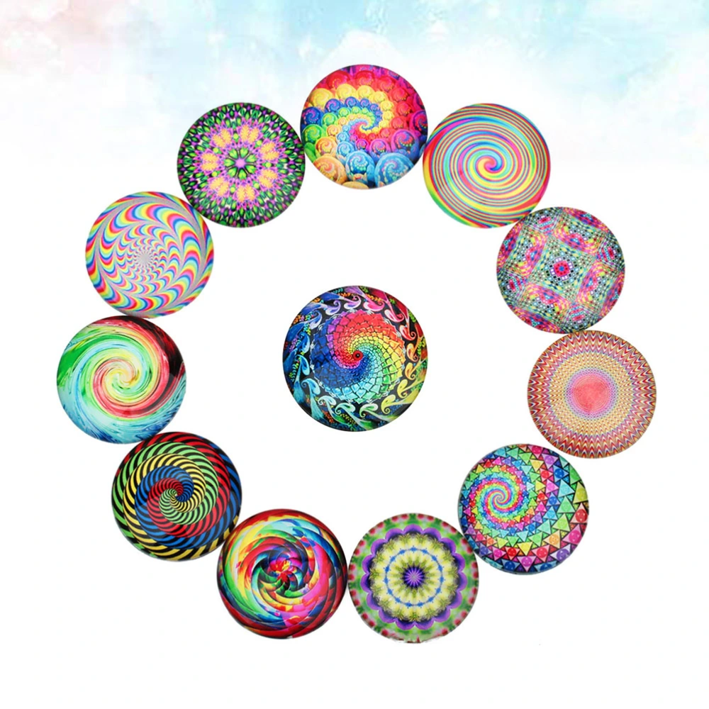 1 Bag 20pcs DIY Gems Glass Sticker Patches Color Spiral Ethnic Pattern Glass Patches (Colorful 10mm)