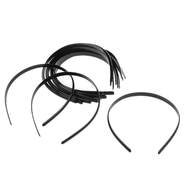 12pcs Women's Girls Plain No Teeth Plastic DIY Hair Bands Headbands Headwears (Black)