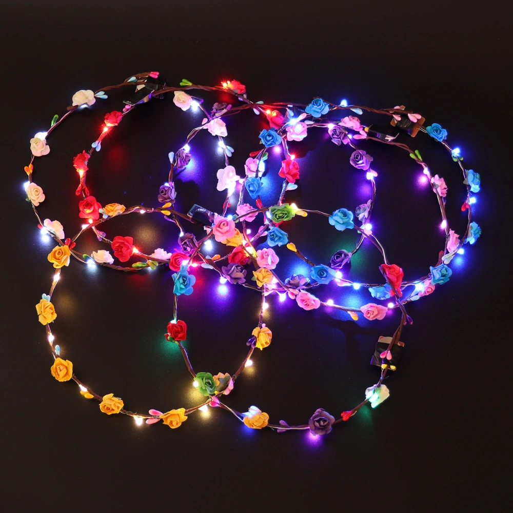 LED Flower Crown Headbands Light Up Party Wreath Headdress for Wedding Birthday Christmas Halloween (Blue Color with Flash 10 Flowers 10 Lights)