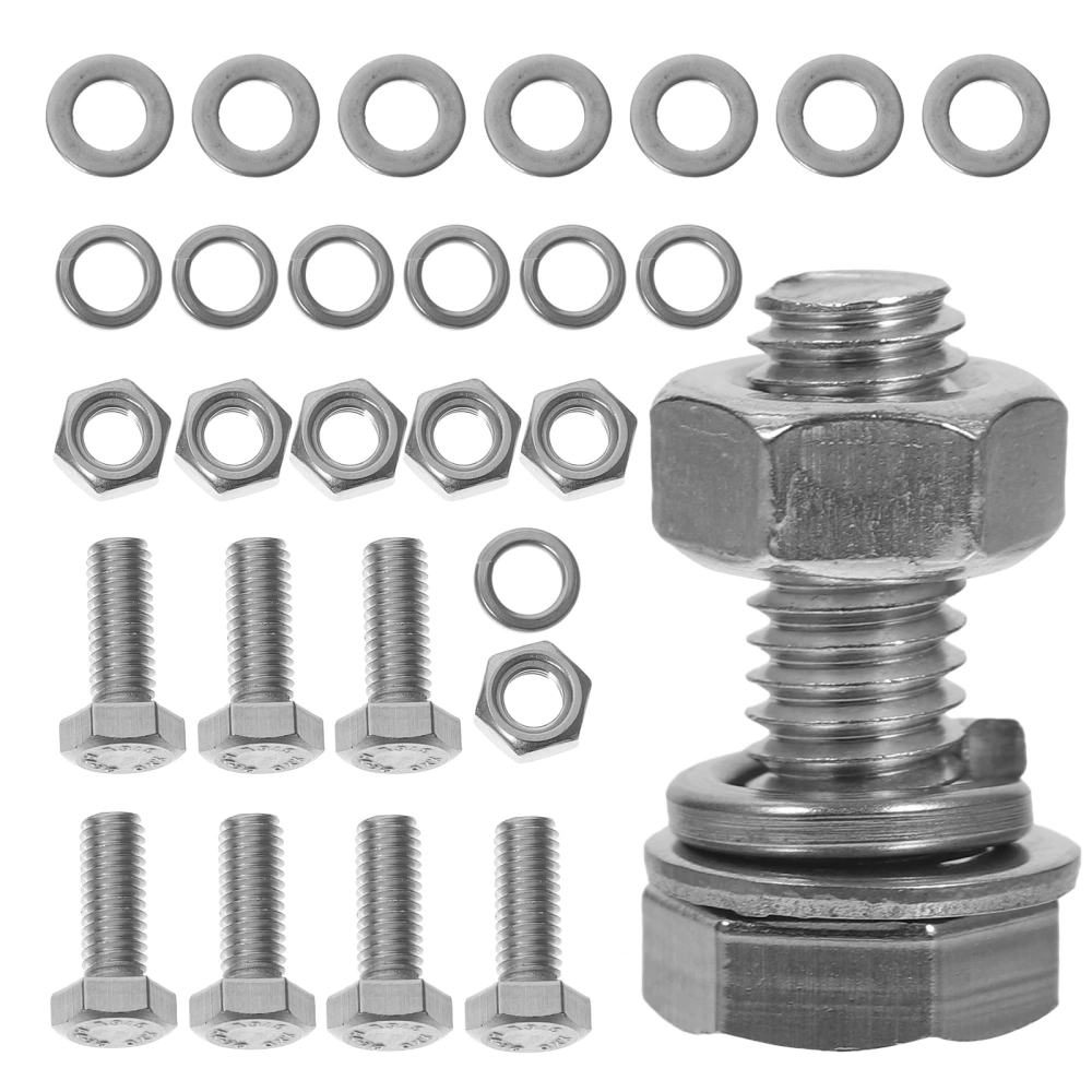 20pcs Stainless Steel Bolts And Nuts Kit Fully Thread Screw Bolts Kits with Flat Washers