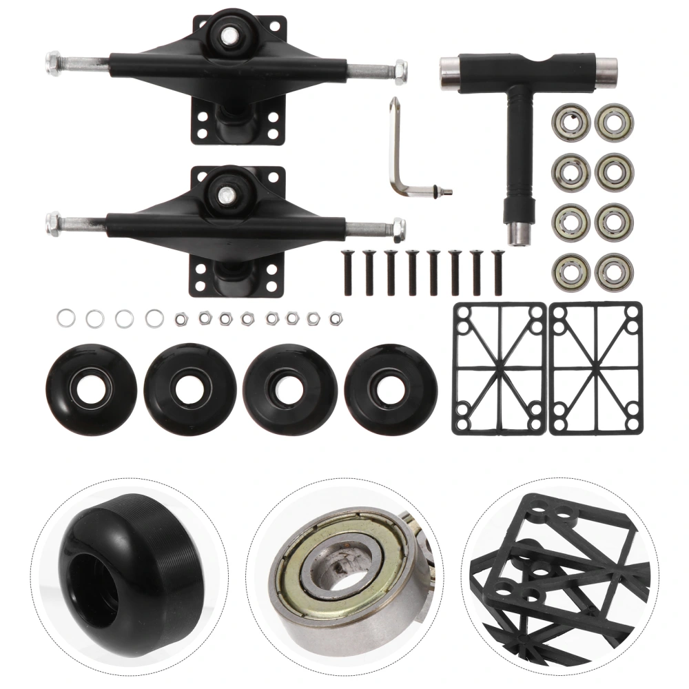 1 Set Double Tilt Skateboard Bridge Kit Skateboard Bracket Bearings Wheels Set