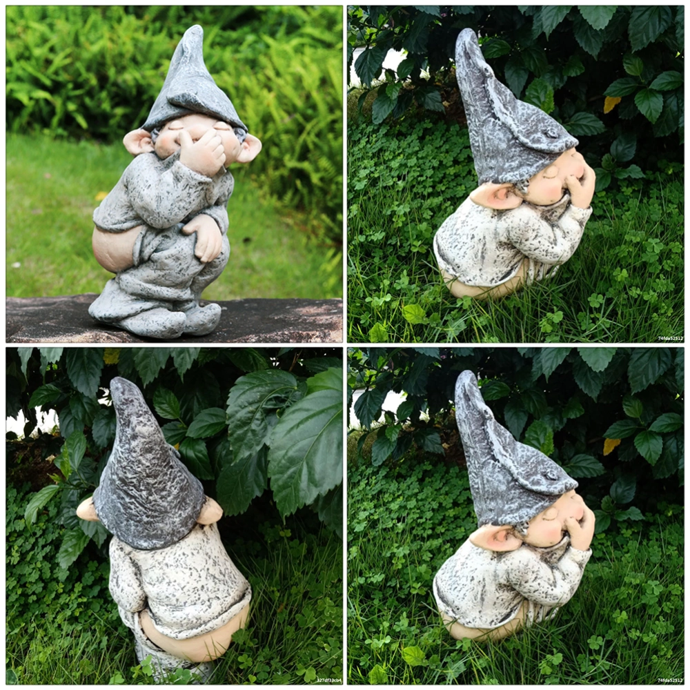 1PC Funny Resin Dwarf Statue Desktop Figurine Garden Lawn Craft Decor (Xmas)