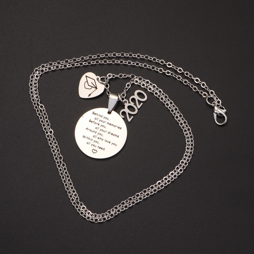 Graduation 2020 Necklace Stainless Steel Pendant Exquisite Letter Printing Necklace Jewelry Souvenir Gift Ornaments 