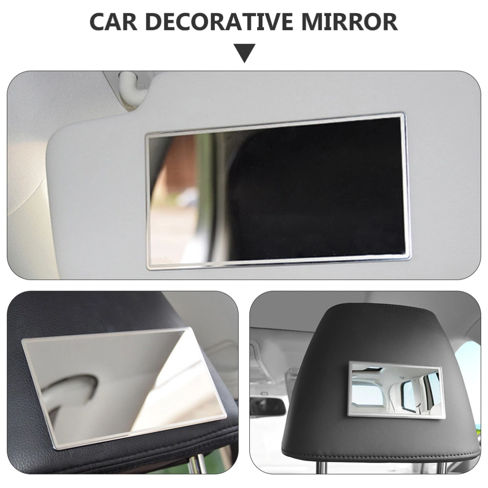 1Pc Car Makeup Mirror Stainless Steel Visor Mirror Adhesive Decorative Mirror