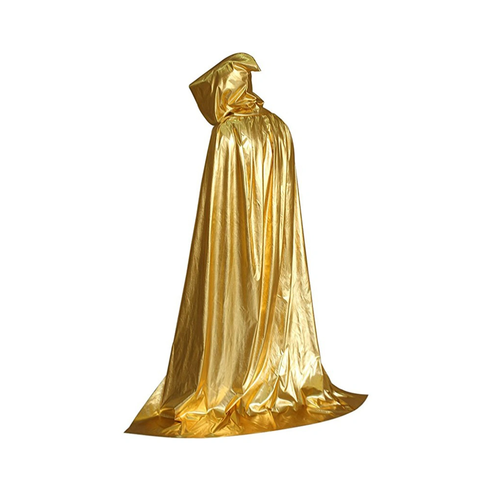 Unisex Hooded Cloak Role Cape Play Family Costumes Full Length Cloak Halloween Christmas Outerwear (Gold)