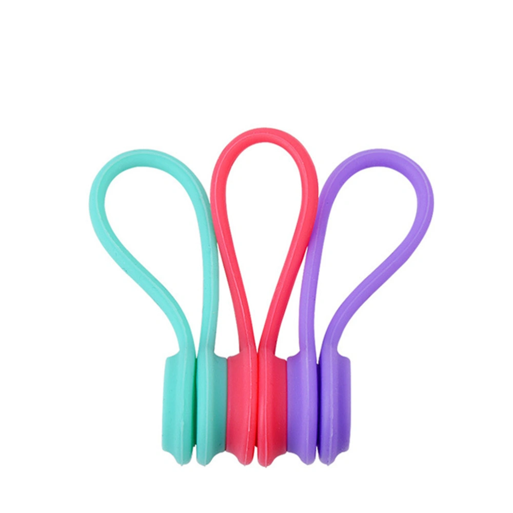 10PCS Multi-purpose Magnetic Earphone Winders Silicone Cord Organizer Wire Holder Cable Bookmark Keychain Management (Random Color)