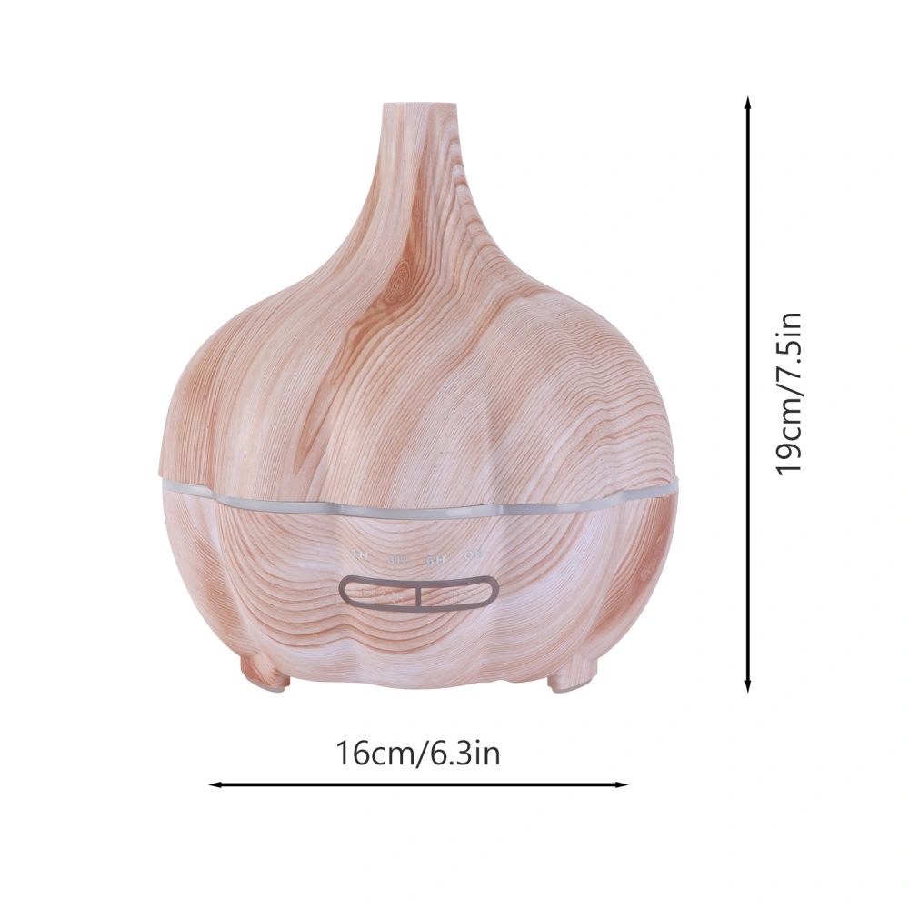 300ML Ultrasonic Humidifier Wood Grain LED 7-Color Air Purifier Vaporizer Garlic Aromatherapy Aroma Diffuser Mist Maker For Home Office (Light Wood Grain/ US Plug)