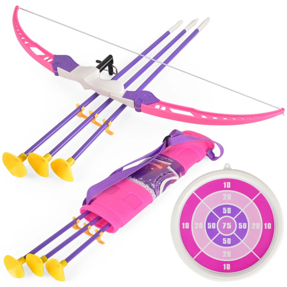 7pcs Archery Bow and Arrow Toys Outdoor Fuuny Targets Shooting Game for Kids Children (Pink)