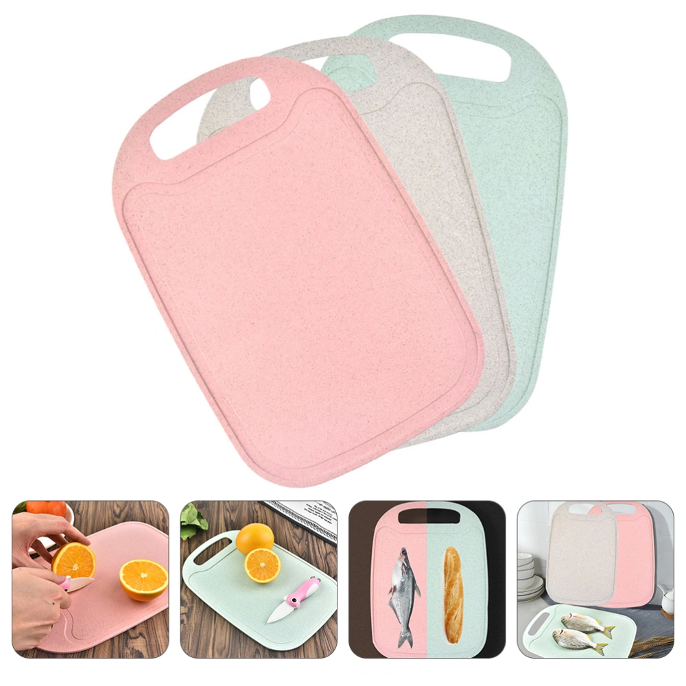 3pcs Easy Grip Handle Cutting Board Anti-skid Home Cooking Use Cutting Board