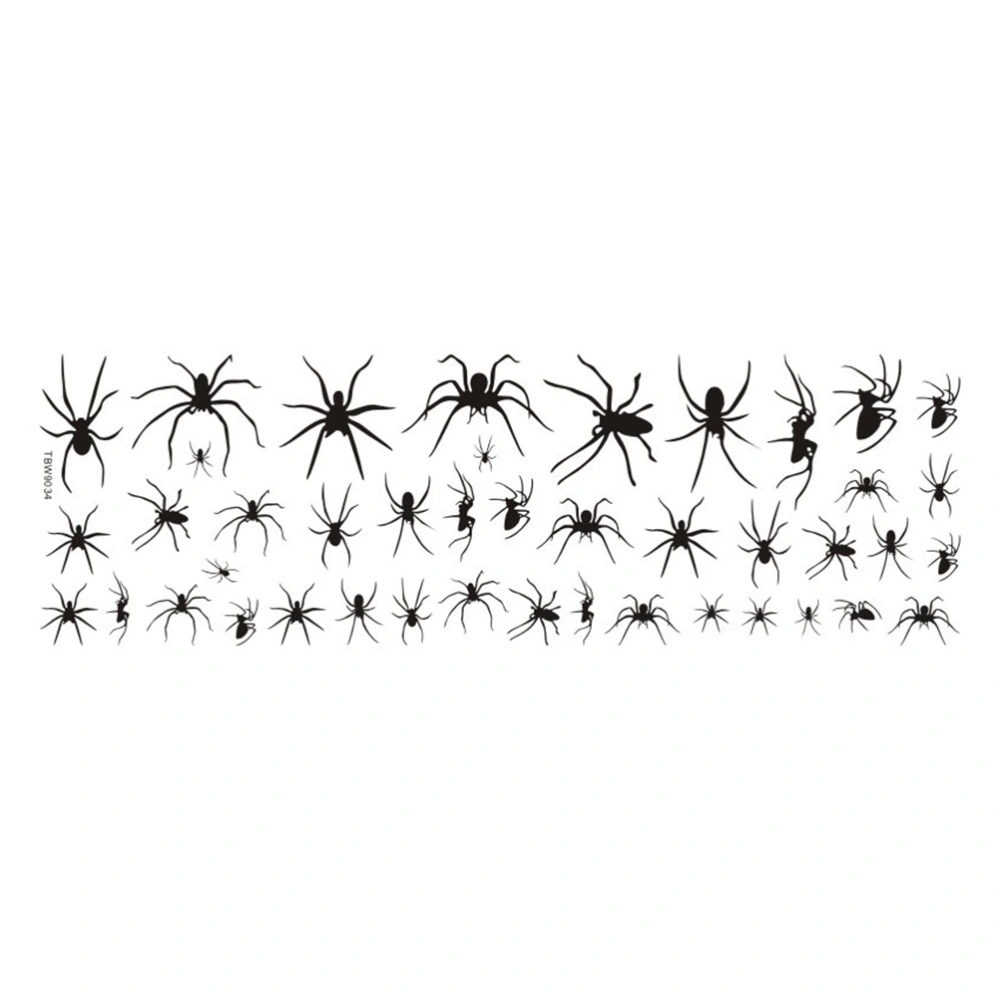 1Pc Halloween Decor Wall Sticker Living Room Glass Window Spider Sticker (Black)