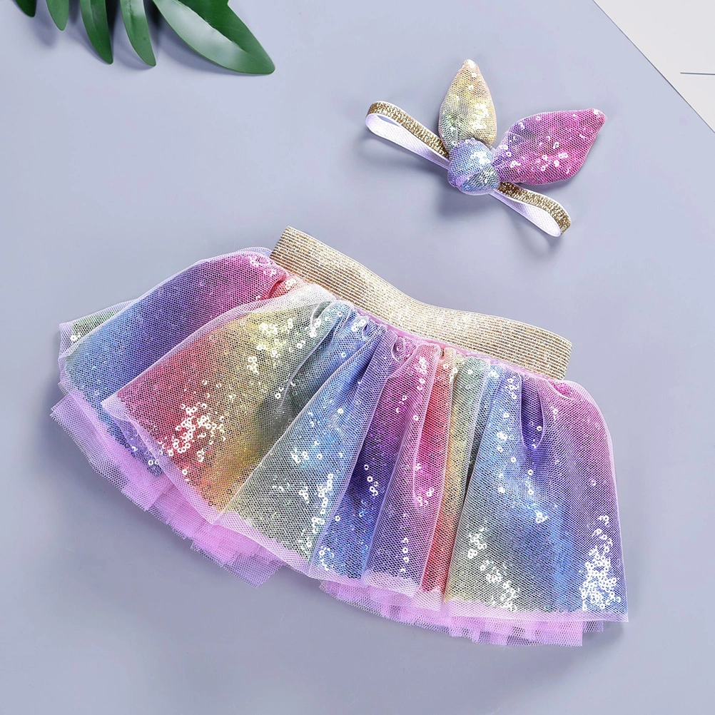 2PCS Newborn Baby Girls Tutu Skirt Headband Outfit Clothes Set Size L