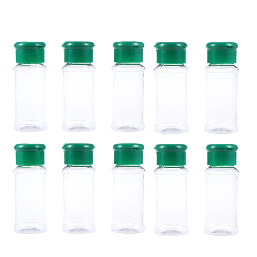 10pcs Plastic Seasoning Bottle Spice Pot Pepper Shakers Salt Jar Condiment Can Cruet for Barbecue Kitchen Green